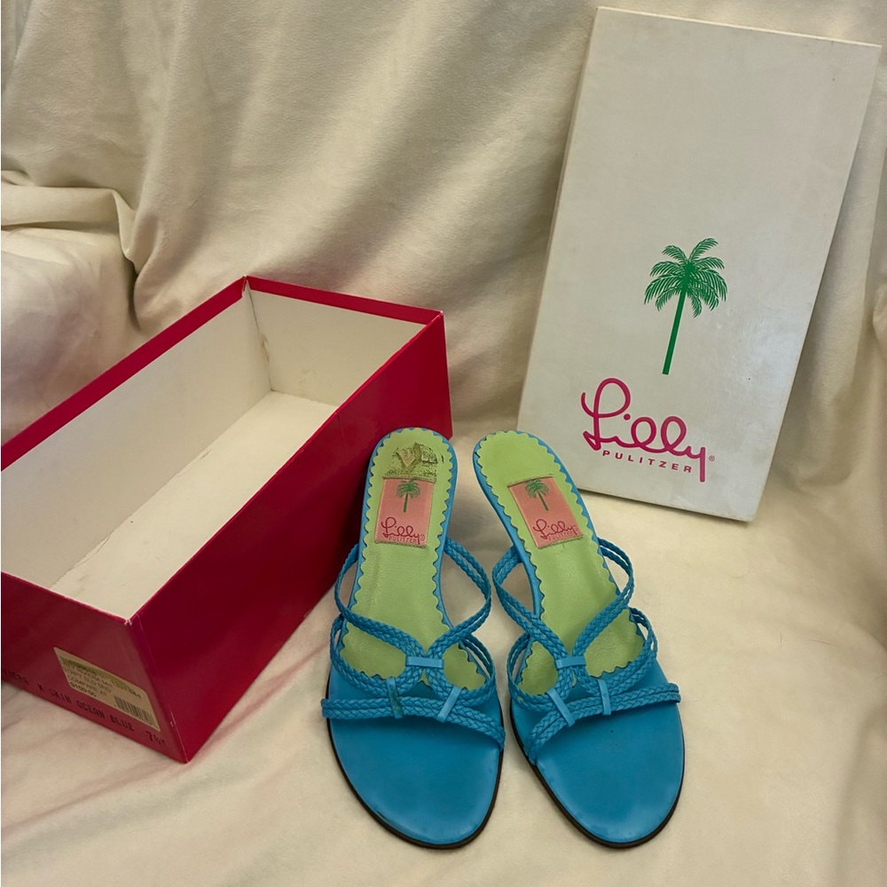 Lilly Pulitzer Sky Blue Braided Sandals